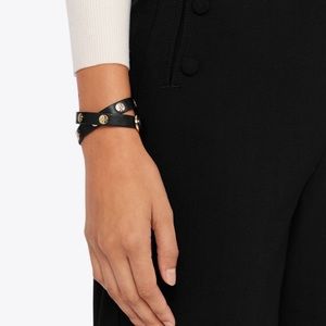 Double-wrap Tory Burch Logo Stud Bracelet - Brown